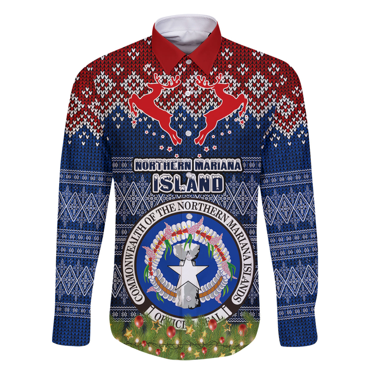 Personalised Northern Mariana Islands Christmas Family Matching Off Shoulder Maxi Dress and Hawaiian Shirt Coat of Arms and Map Beautiful Merry Xmas Snowflake LT03 Dad's Shirt - Short Sleeve Blue - Polynesian Pride