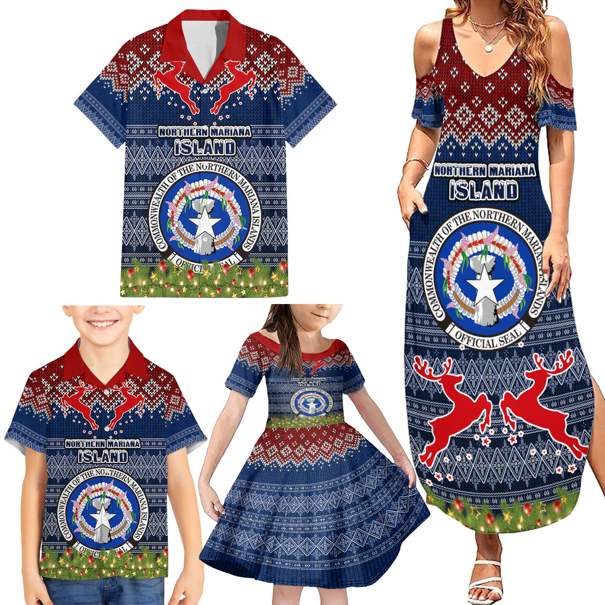 Personalised Northern Mariana Islands Christmas Family Matching Summer Maxi Dress and Hawaiian Shirt Coat of Arms and Map Beautiful Merry Xmas Snowflake LT03 - Polynesian Pride