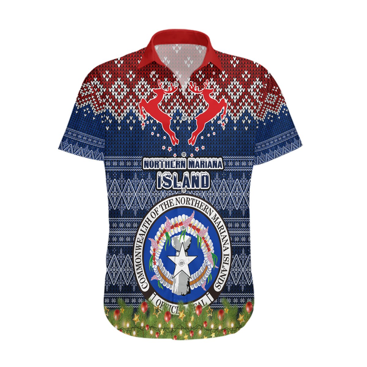 Personalised Northern Mariana Islands Christmas Hawaiian Shirt Coat of Arms and Map Beautiful Merry Xmas Snowflake LT03 Blue - Polynesian Pride