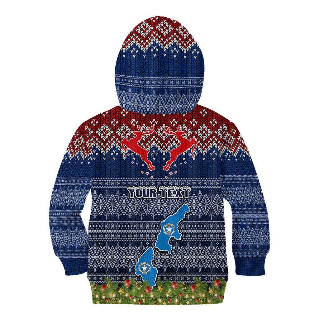 Personalised Northern Mariana Islands Christmas Kid Hoodie Coat of Arms and Map Beautiful Merry Xmas Snowflake LT03 - Polynesian Pride