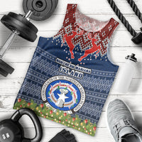 Personalised Northern Mariana Islands Christmas Men Tank Top Coat of Arms and Map Beautiful Merry Xmas Snowflake LT03 Blue - Polynesian Pride