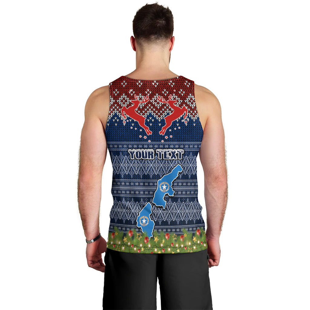 Personalised Northern Mariana Islands Christmas Men Tank Top Coat of Arms and Map Beautiful Merry Xmas Snowflake LT03 - Polynesian Pride