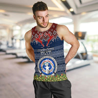 Personalised Northern Mariana Islands Christmas Men Tank Top Coat of Arms and Map Beautiful Merry Xmas Snowflake LT03 - Polynesian Pride