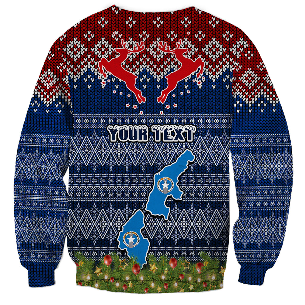 Personalised Northern Mariana Islands Christmas Sweatshirt Coat of Arms and Map Beautiful Merry Xmas Snowflake LT03 - Polynesian Pride