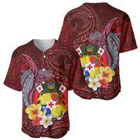 Tonga Humpback Whale Baseball Jersey National Seal with Hibiscus and Polynesian Tattoo LT03 - Polynesian Pride