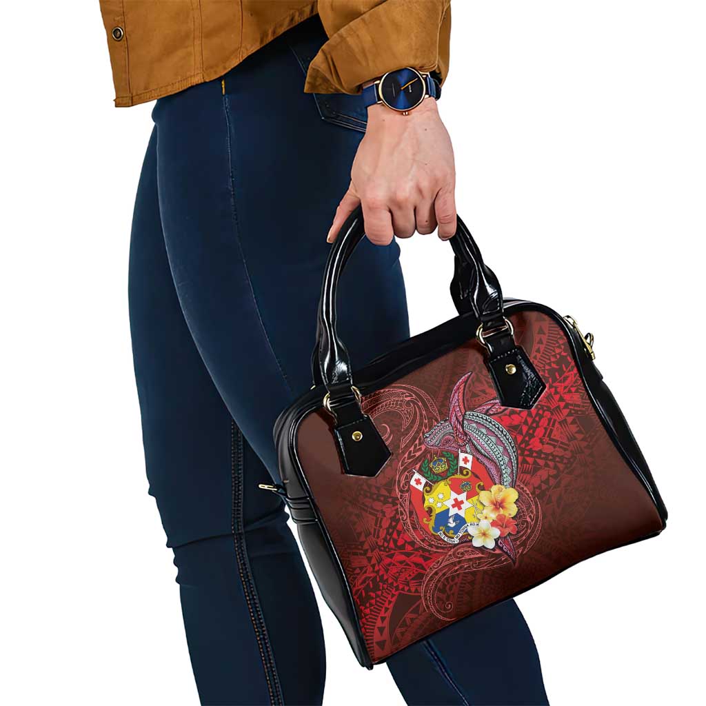 Tonga Humpback Whale Shoulder Handbag National Seal with Hibiscus and Polynesian Tattoo LT03 - Polynesian Pride