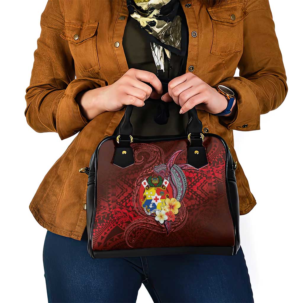 Tonga Humpback Whale Shoulder Handbag National Seal with Hibiscus and Polynesian Tattoo LT03 - Polynesian Pride