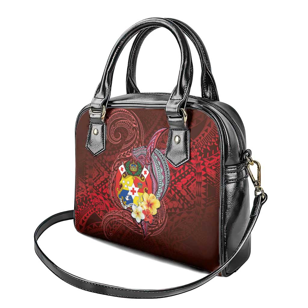 Tonga Humpback Whale Shoulder Handbag National Seal with Hibiscus and Polynesian Tattoo LT03 - Polynesian Pride