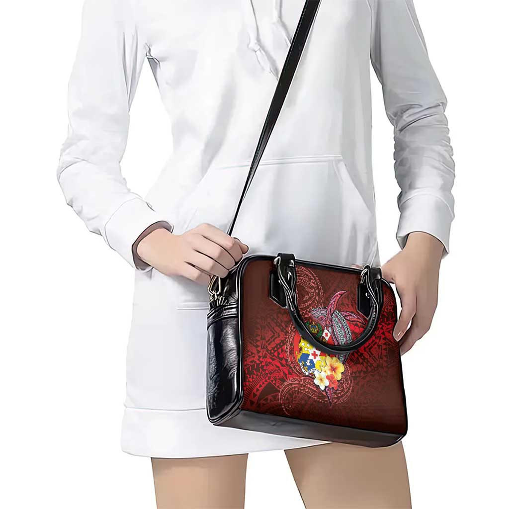 Tonga Humpback Whale Shoulder Handbag National Seal with Hibiscus and Polynesian Tattoo LT03 - Polynesian Pride