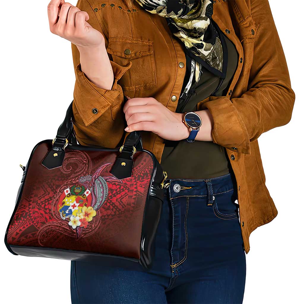 Tonga Humpback Whale Shoulder Handbag National Seal with Hibiscus and Polynesian Tattoo LT03 - Polynesian Pride