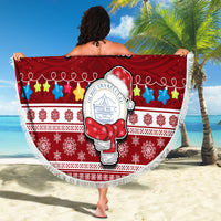 Palau Christmas Beach Blanket Snowman and Palau Coat of Arms Maori Tribal Xmas Style LT03 - Wonder Print Shop