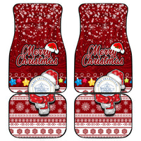 Palau Christmas Car Mats Snowman and Palau Coat of Arms Maori Tribal Xmas Style LT03 Red - Polynesian Pride