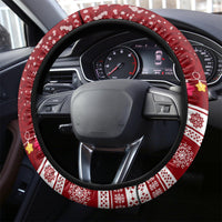 Palau Christmas Steering Wheel Cover Snowman and Palau Coat of Arms Maori Tribal Xmas Style LT03 - Polynesian Pride
