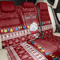 Personalised Palau Christmas Back Car Seat Cover Snowman and Palau Coat of Arms Maori Tribal Xmas Style LT03 - Polynesian Pride