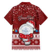 Personalised Palau Christmas Family Matching Off Shoulder Short Dress and Hawaiian Shirt Snowman and Palau Coat of Arms Maori Tribal Xmas Style LT03 - Polynesian Pride