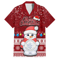 Personalised Palau Christmas Family Matching Summer Maxi Dress and Hawaiian Shirt Snowman and Palau Coat of Arms Maori Tribal Xmas Style LT03 Dad's Shirt - Short Sleeve Red - Polynesian Pride