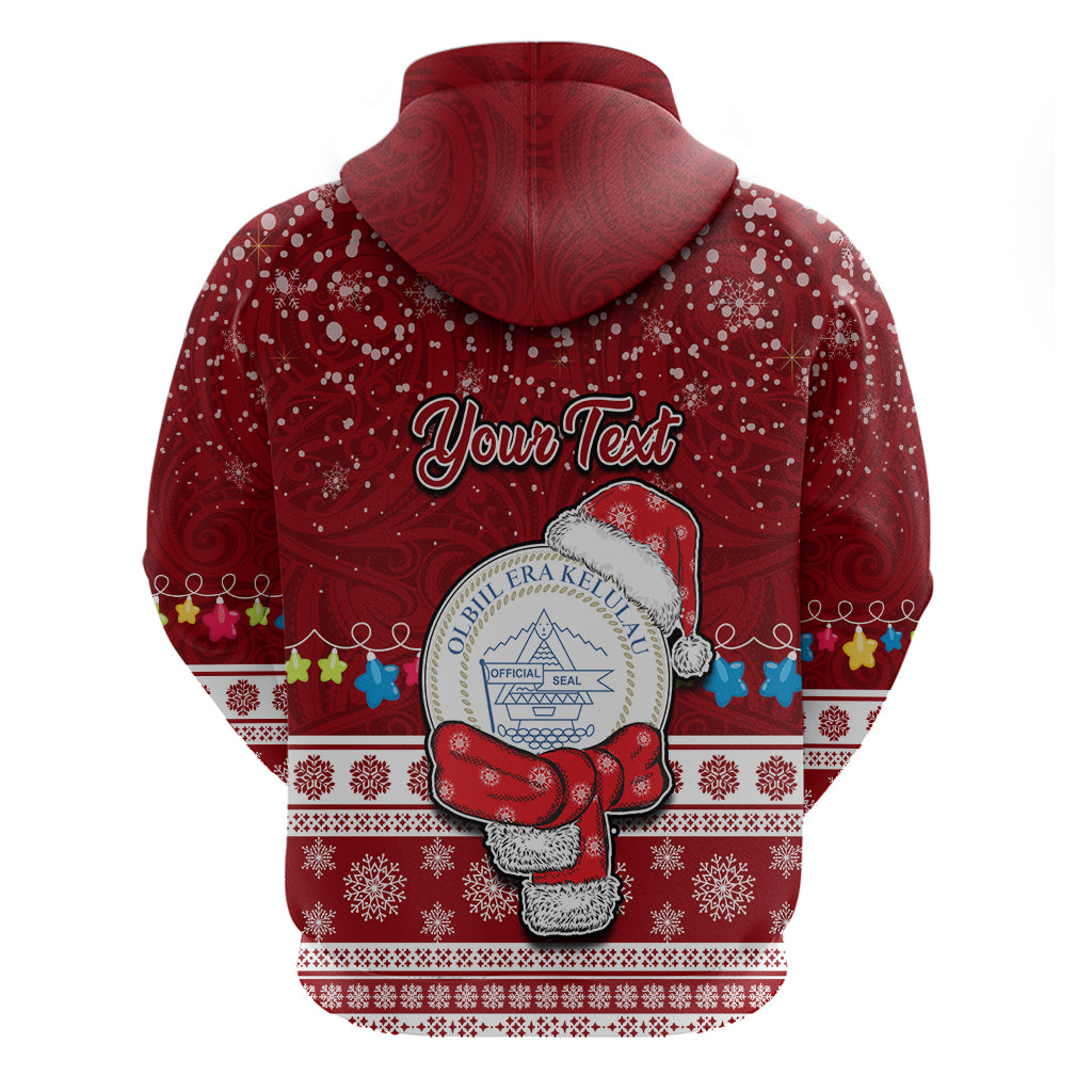 Personalised Palau Christmas Hoodie Snowman and Palau Coat of Arms Maori Tribal Xmas Style LT03 - Polynesian Pride