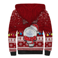 Personalised Palau Christmas Sherpa Hoodie Snowman and Palau Coat of Arms Maori Tribal Xmas Style LT03 - Polynesian Pride
