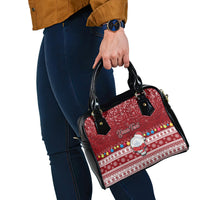 Personalised Palau Christmas Shoulder Handbag Snowman and Palau Coat of Arms Maori Tribal Xmas Style LT03 - Polynesian Pride