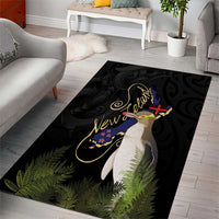 New Zealand Hoiho Area Rug Maori Art Tattoo and Silver Fern LT03 - Polynesian Pride