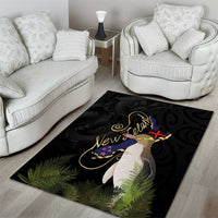 New Zealand Hoiho Area Rug Maori Art Tattoo and Silver Fern LT03 - Polynesian Pride