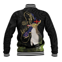 New Zealand Hoiho Baseball Jacket Maori Art Tattoo and Silver Fern
