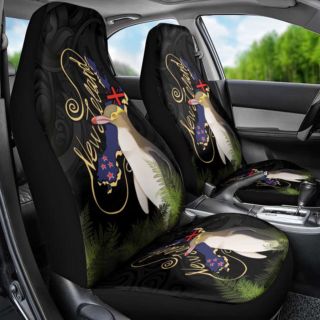 New Zealand Hoiho Car Seat Cover Maori Art Tattoo and Silver Fern LT03 - Polynesian Pride