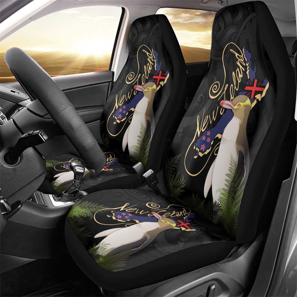 New Zealand Hoiho Car Seat Cover Maori Art Tattoo and Silver Fern LT03 - Polynesian Pride