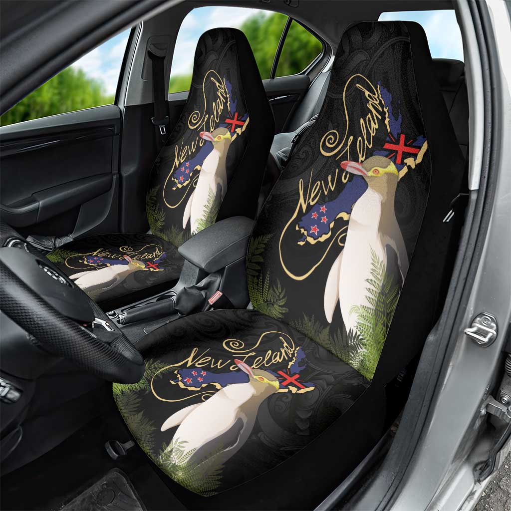 New Zealand Hoiho Car Seat Cover Maori Art Tattoo and Silver Fern LT03 - Polynesian Pride
