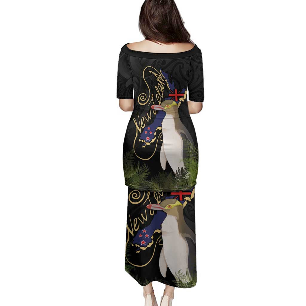 New Zealand Hoiho Family Matching Puletasi and Hawaiian Shirt Maori Art Tattoo and Silver Fern LT03 - Polynesian Pride