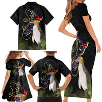 New Zealand Hoiho Family Matching Short Sleeve Bodycon Dress and Hawaiian Shirt Maori Art Tattoo and Silver Fern LT03 - Polynesian Pride
