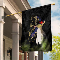 New Zealand Hoiho Garden Flag Maori Art Tattoo and Silver Fern LT03 House Flag Black - Polynesian Pride
