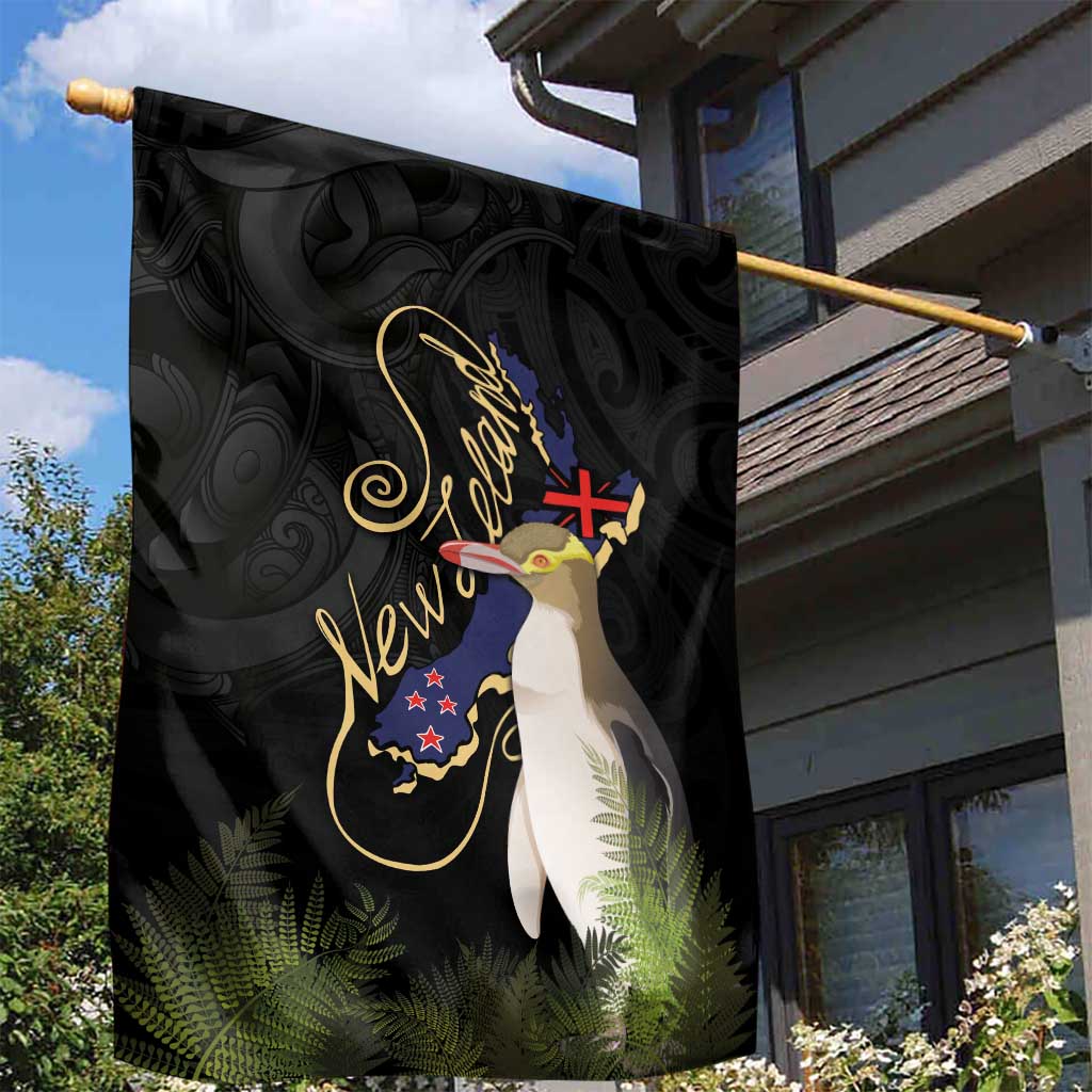 New Zealand Hoiho Garden Flag Maori Art Tattoo and Silver Fern LT03 - Polynesian Pride