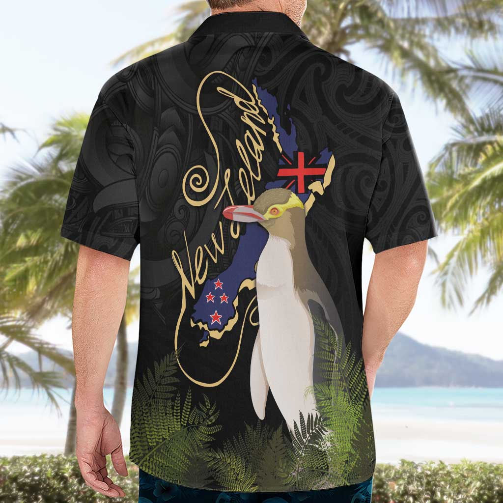 New Zealand Hoiho Hawaiian Shirt Maori Art Tattoo and Silver Fern LT03 - Polynesian Pride