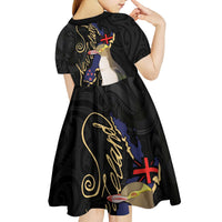 New Zealand Hoiho Kid Short Sleeve Dress Maori Art Tattoo and Silver Fern LT03 - Polynesian Pride