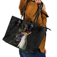 New Zealand Hoiho Leather Tote Bag Maori Art Tattoo and Silver Fern LT03 - Polynesian Pride