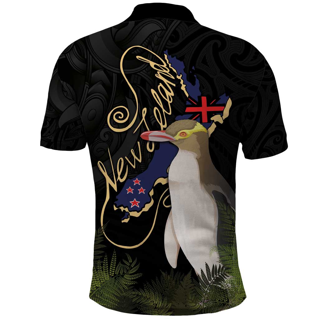 New Zealand Hoiho Polo Shirt Maori Art Tattoo and Silver Fern LT03 - Polynesian Pride