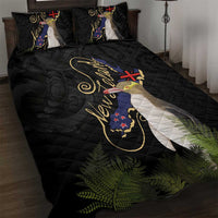 New Zealand Hoiho Quilt Bed Set Maori Art Tattoo and Silver Fern LT03 Black - Polynesian Pride
