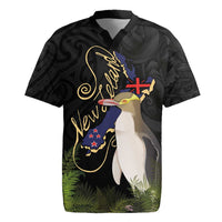 New Zealand Hoiho Rugby Jersey Maori Art Tattoo and Silver Fern LT03 Black - Polynesian Pride