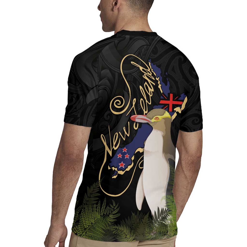 New Zealand Hoiho Rugby Jersey Maori Art Tattoo and Silver Fern LT03 - Polynesian Pride