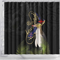 New Zealand Hoiho Shower Curtain Maori Art Tattoo and Silver Fern LT03 - Polynesian Pride