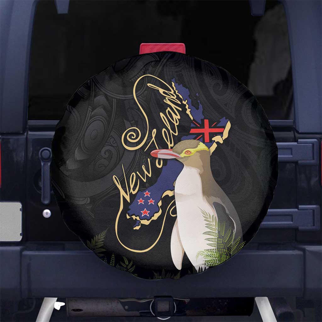 New Zealand Hoiho Spare Tire Cover Maori Art Tattoo and Silver Fern LT03 - Polynesian Pride