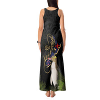New Zealand Hoiho Tank Maxi Dress Maori Art Tattoo and Silver Fern LT03 - Polynesian Pride