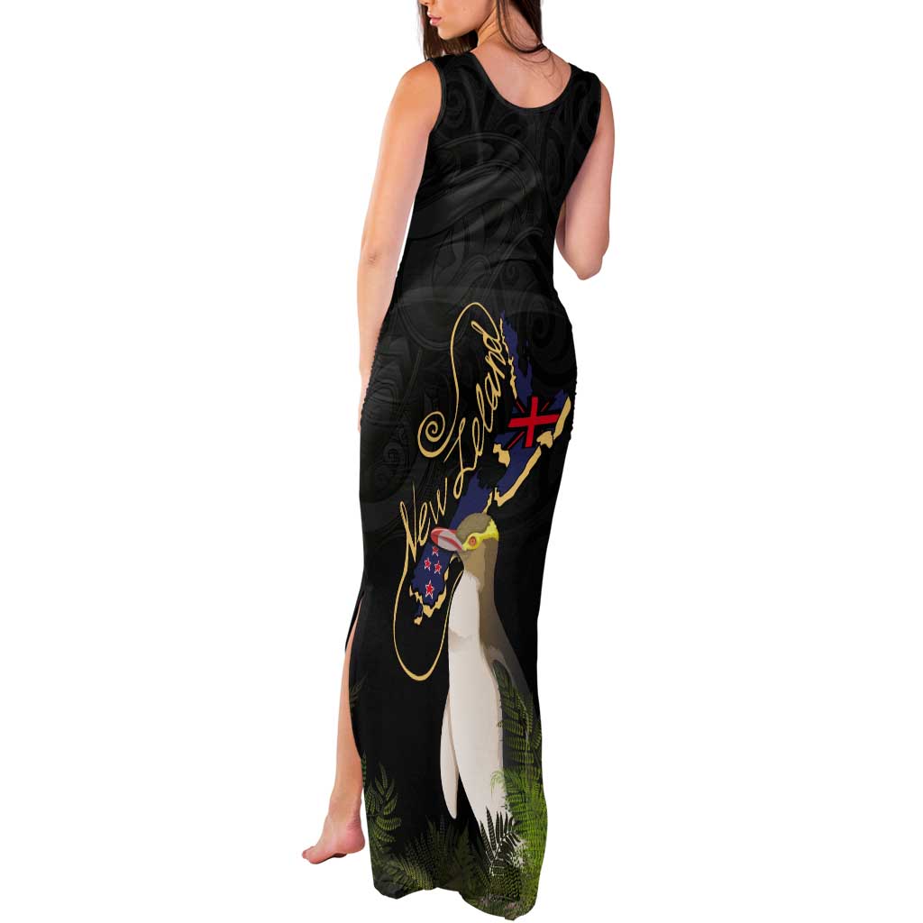New Zealand Hoiho Tank Maxi Dress Maori Art Tattoo and Silver Fern LT03 - Polynesian Pride