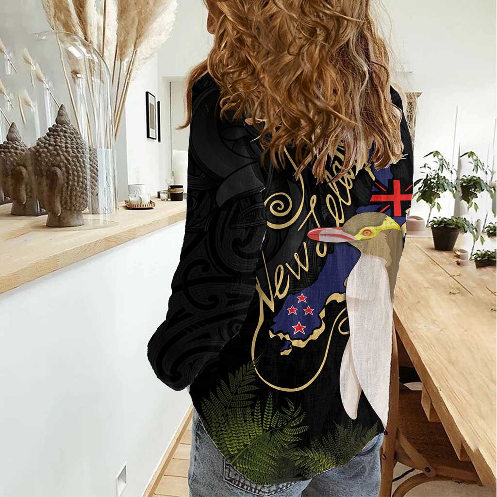 New Zealand Hoiho Women Casual Shirt Maori Art Tattoo and Silver Fern