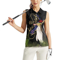 New Zealand Hoiho Women Sleeveless Polo Shirt Maori Art Tattoo and Silver Fern LT03 - Polynesian Pride