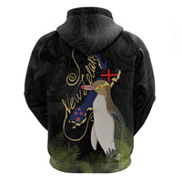 New Zealand Hoiho Zip Hoodie Maori Art Tattoo and Silver Fern LT03 - Polynesian Pride