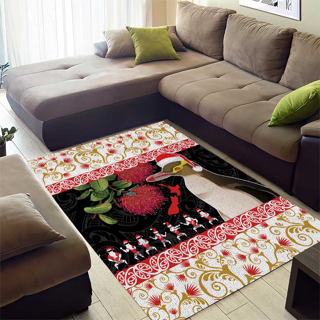 New Zealand Merry Christmas Area Rug Hoiho Xmas - Haka Dance and Pohutukawa LT03 - Polynesian Pride