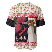 New Zealand Merry Christmas Baseball Jersey Hoiho Xmas - Haka Dance and Pohutukawa LT03 - Polynesian Pride
