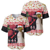 New Zealand Merry Christmas Baseball Jersey Hoiho Xmas - Haka Dance and Pohutukawa LT03 - Polynesian Pride